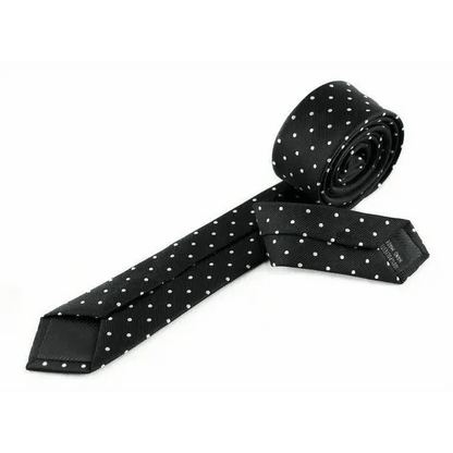 Business Black Skinny Ties Polyester Silk Necktie For Men Washable Formal Office Simple Design Necties Solid Color Skinny Tie Slim Necktie For Men