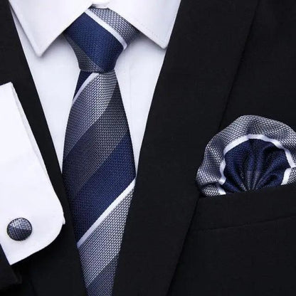 Business Men Silk Necktie Cufflinks Set Luxury Design Necktie With Handkerchief Necktie For Casual And Daily Wear Classic Men Flower Ties Wedding Handkerchief Cufflinks Set