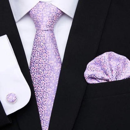 Business Men Silk Necktie Cufflinks Set Luxury Design Necktie With Handkerchief Necktie For Casual And Daily Wear Classic Men Flower Ties Wedding Handkerchief Cufflinks Set