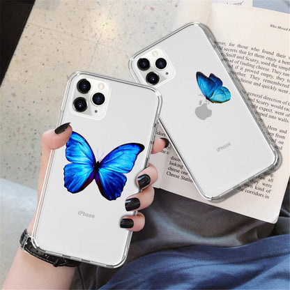 Butterfly Soft Clear Protection Case For iPhone Soft Cover For iPhone 11 12 13 14 Pro Max Mini Crystal Clear Cute Shockproof Slim Fit Bumper Protective Cover Colorful Butterfly Design Case For Girls