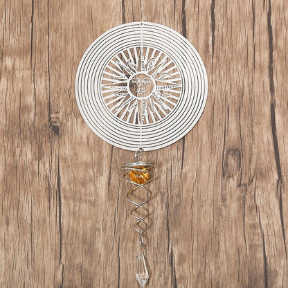 Butterfly Wind Spinner Hanging With Gazing Ball Spiral Tail 3D Metal Rotating Outdoor Stainless Steel Butterfly Metal Wind Chime Christmas Pendant Hanging Spiral Wind-chimes Garden Yard Home Decor