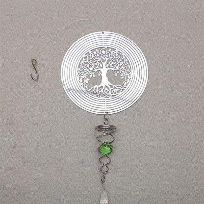Butterfly Wind Spinner Hanging With Gazing Ball Spiral Tail 3D Metal Rotating Outdoor Stainless Steel Butterfly Metal Wind Chime Christmas Pendant Hanging Spiral Wind-chimes Garden Yard Home Decor