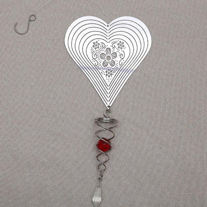 Butterfly Wind Spinner Hanging With Gazing Ball Spiral Tail 3D Metal Rotating Outdoor Stainless Steel Butterfly Metal Wind Chime Christmas Pendant Hanging Spiral Wind-chimes Garden Yard Home Decor
