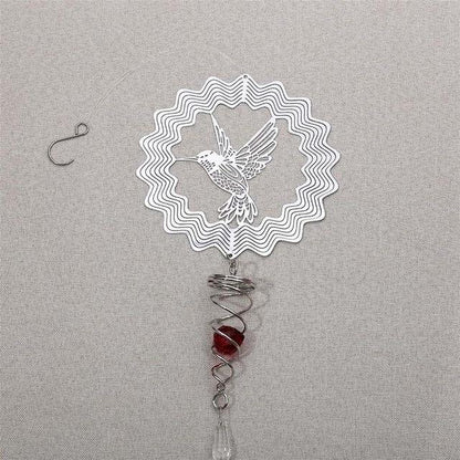 Butterfly Wind Spinner Hanging With Gazing Ball Spiral Tail 3D Metal Rotating Outdoor Stainless Steel Butterfly Metal Wind Chime Christmas Pendant Hanging Spiral Wind-chimes Garden Yard Home Decor