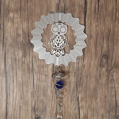 Butterfly Wind Spinner Hanging With Gazing Ball Spiral Tail 3D Metal Rotating Outdoor Stainless Steel Butterfly Metal Wind Chime Christmas Pendant Hanging Spiral Wind-chimes Garden Yard Home Decor