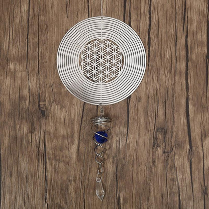 Butterfly Wind Spinner Hanging With Gazing Ball Spiral Tail 3D Metal Rotating Outdoor Stainless Steel Butterfly Metal Wind Chime Christmas Pendant Hanging Spiral Wind-chimes Garden Yard Home Decor