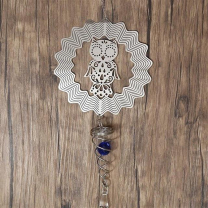Butterfly Wind Spinner Hanging With Gazing Ball Spiral Tail 3D Metal Rotating Outdoor Stainless Steel Butterfly Metal Wind Chime Christmas Pendant Hanging Spiral Wind-chimes Garden Yard Home Decor