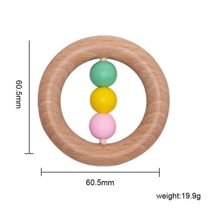 Modern Wooden Rattle Beech Bear Hand Teething Wooden Ring Baby Rattles Play Educational Toys For Kids