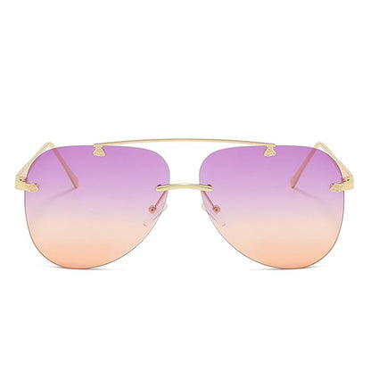 Metal Rimless Sunglasses for Men and Woman  Mirror Fashion  Trendy Pilot  Sun Glasses UV Protector Gradient Eyewear