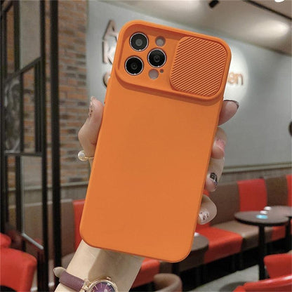 Camera Protection Case With Sliding Camera Cover Protective Design Soft Edges Protective Cover Camera Lens Protection Solid Phone Case For iPhone 13 14 12 Pro Max Mini Candy Color Cover For iphone