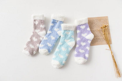 Candy Warm Lady Heart Cute Winter Kawaii Thick Casual Women Socks Fuzzy Fluffy Terry Warm Socks Short Cute Cotton Socks Winter Socks Short Socks For Men And Women
