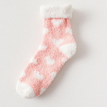 Candy Warm Lady Heart Cute Winter Kawaii Thick Casual Women Socks Fuzzy Fluffy Terry Warm Socks Short Cute Cotton Socks Winter Socks Short Socks For Men And Women