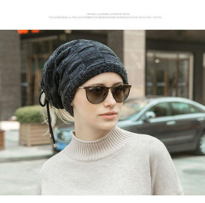 Caps Warmer Bonnet Casual Cap Winter Beanie Hats Hat winter hat Bobble Hat Winter Balaclava Women Bandana Baotou Cap Scarf Warm Thick Beanie Skellies Women Girls Cable Knit Soft Cute Beanie with Ears Detachable Pompom Fur Hat Girls