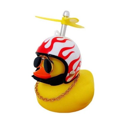 Car Goods Gift Broken Wind Helmet Small Yellow Duck Car Decoration Accessories Wind-breaking Wave-breaking Duck Cycling DecDuck Car Dashboard Decorations Rubber Duck Car Ornaments Cool Duck with Propeller Helmet Sunglasses Gold Chain or