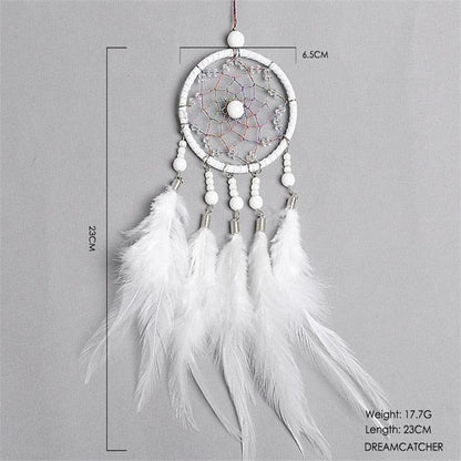 Car Interior Rear-view Mirror Hanging Decor  Small Dream Catcher Boho Nature Feather Home Decor Handmade Grids Nature Feather Car Charms Pendant Accessories Gift