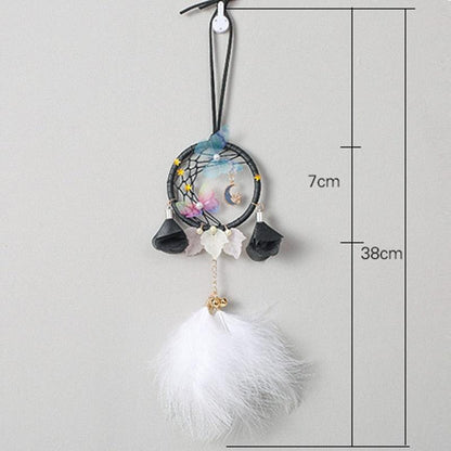 Car Interior Rear-view Mirror Hanging Decor  Small Dream Catcher Boho Nature Feather Home Decor Handmade Grids Nature Feather Car Charms Pendant Accessories Gift