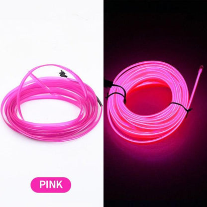 Car LED Neon Cold Light Auto Interior Atmosphere Neon Glowing Strobing Electroluminescent Wire Lights Neon Light USB 5V with Fuse Protection for Automotive Car Interior Decoration Light Refit Decoration Strips Shine Usb Cigar Lighter Driver