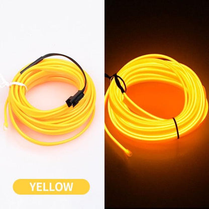 Car LED Neon Cold Light Auto Interior Atmosphere Neon Glowing Strobing Electroluminescent Wire Lights Neon Light USB 5V with Fuse Protection for Automotive Car Interior Decoration Light Refit Decoration Strips Shine Usb Cigar Lighter Driver