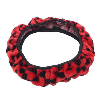 Car Steering Wheel Elastic Long Microfiber Plush Steering Wheel Cover Gearshift Handbrake Cover Protector Decoration Warm Super Thick Plush Collar Soft Car Steering Wheel Cover Decoration Warm Super Thick Plush Collar Soft Black Pink Women Man