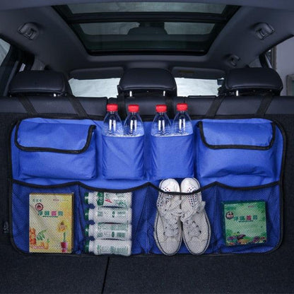 Car Trunk Organizer Adjustable Backseat Storage Bag Net High Capacity Multi-use Oxford Automobile Adjustable Strap Durable Seat Back Organizers Universal Back Seat Trunk Organizer Hanging Car Organizer Trunk Foldable Cargo Storage Backseat Trunk Organizer