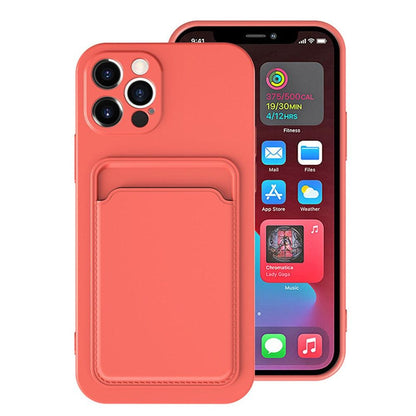 Card Pocket Protective Slim Wallet Case For iPhone 14 13 12 11 Pro Max Modern Bright Color iPhone Cover Lightweight Card Slot Design Simple Color Business Protective Case