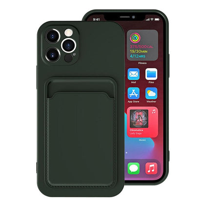 Card Pocket Protective Slim Wallet Case For iPhone 14 13 12 11 Pro Max Modern Bright Color iPhone Cover Lightweight Card Slot Design Simple Color Business Protective Case