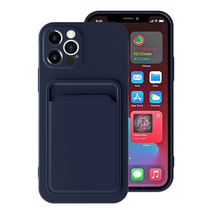 Card Pocket Protective Slim Wallet Case For iPhone 14 13 12 11 Pro Max Modern Bright Color iPhone Cover Lightweight Card Slot Design Simple Color Business Protective Case