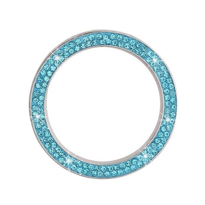 Cars One-Key Engine Start Stop Ignition Push Button Switch Cover Decorative Rhinestone Diamond Crystal Ring Car Parts Push to Start Button Cover Crystal Rhinestone Car Ring Emblem Sticker Bling Accessories for Women