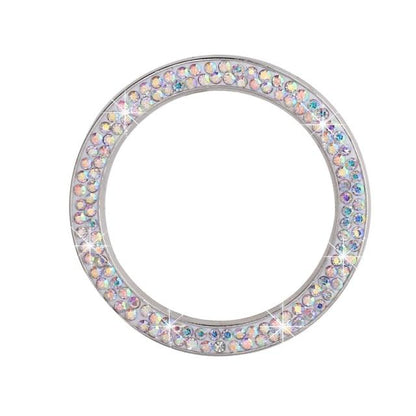 Cars One-Key Engine Start Stop Ignition Push Button Switch Cover Decorative Rhinestone Diamond Crystal Ring Car Parts Push to Start Button Cover Crystal Rhinestone Car Ring Emblem Sticker Bling Accessories for Women