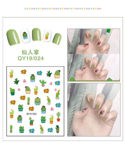 Cartoon Characters Plants Animals Forest Flowers Small Fresh Flowers 3D Nail Stickers Hyuna Style Nail Patch Waterproof Self Adhesive Nail Decals for Nail Art Decoration Including Hearts Stars Letters Bowknot Leaves Flowers Plants Fruits Butterflies
