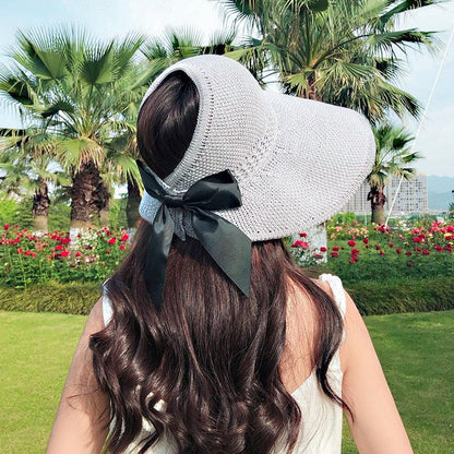Casual Summer Hats For Women Foldable Hollow Out Hat Modern Women's Simple Vintage Comfortable Sun Hats Cute Women Wide Beach Hats Girl Outside Travel Hats