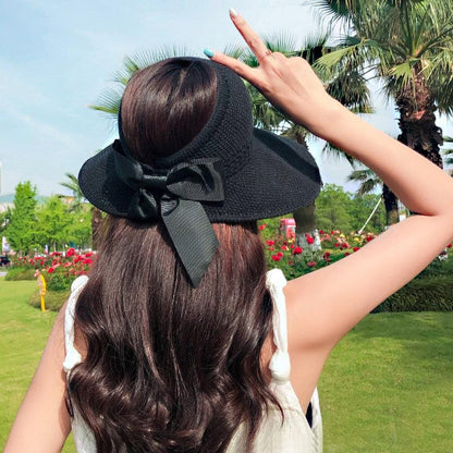 Casual Summer Hats For Women Foldable Hollow Out Hat Modern Women's Simple Vintage Comfortable Sun Hats Cute Women Wide Beach Hats Girl Outside Travel Hats