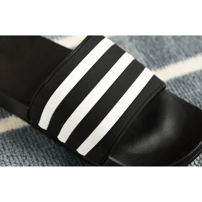 Casual Summer Modern Design Men Slippers Soft Black White Stripes Pattern Flip Flops Casual Summer Outdoor Slides For Women