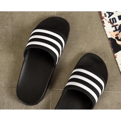 Casual Summer Modern Design Men Slippers Soft Black White Stripes Pattern Flip Flops Casual Summer Outdoor Slides For Women