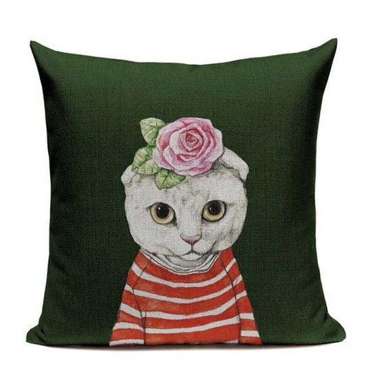 Cat Fashion Show Pillow Cover Animal Bird Flower Mouse Colorful Modern Cushion Cover Sofa Bedroom Home Decorative Throw Pillow Cover uper Soft Short Plush Square Decorative Throw Pillow Case Sofa Waist Cushion Cover 45X45cm