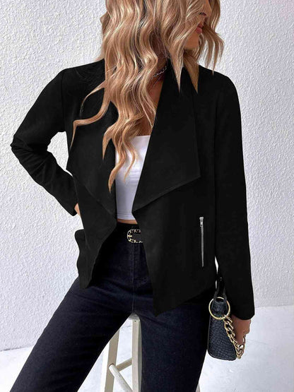 Classic Minimalist Collared Long Sleeve Jacket for Women – Minimalist & Lightweight Everyday Outerwear