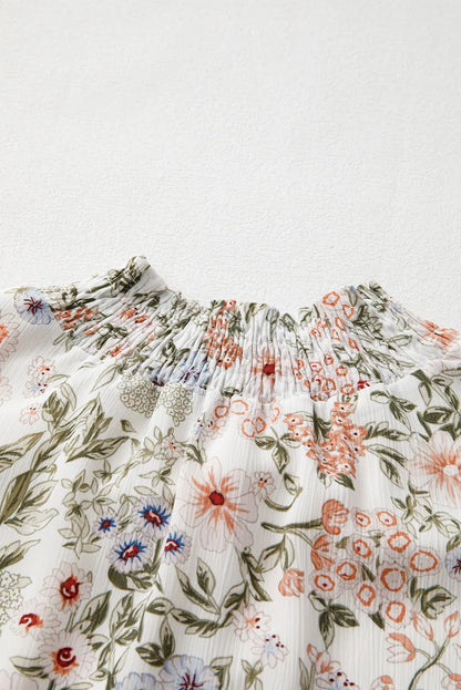 Floral Printed Mock Neck Long Sleeve Mini Dress Stylish Charming Printed Dress For Women