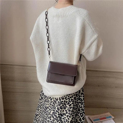 Chain Design Trendy Lady Bags Mini Pu Leather Flap Bags for Women Shoulder Handbag Female Fashion Cross Body Bag with Lid