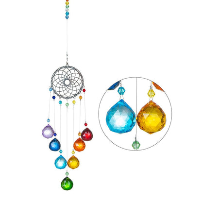 Chandelier Wind Chimes Ab Coating Crystal Prisms Hanging Sun Catcher Rainbow Chaser Crystals Ball Prisms  Window Curtains Pendant Home Decor Gifts Garden Patio Yard
