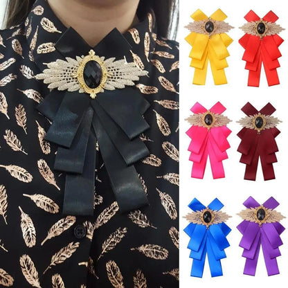 Charming  Butterfly Ladies Bowtie Casual Solid Color Rhinestone Brooch Bowties For Women Fashionable Wedding  Bowtie