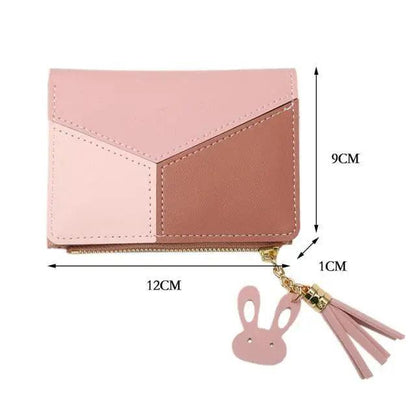 Charming Hit Color Short Tassels Wallets,Bags Zipper PU Leather, Card Holder, Pendant Coin Purse, Card Cash Clutch For Women And Girls