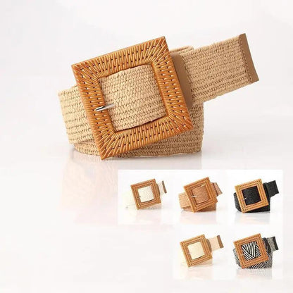 Charming Women Waist Belt Classic Round Wooden Buckle Casual Design Dress Women Buckle Waist Dress Band