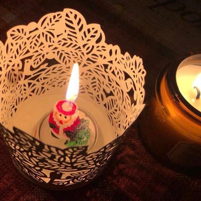 Christmas Candles Paraffin Home Desktop Decorations Tea light Candles Handmade Delicate Santa Snowman Acorn Tree Candles For Christmas Home Decoration Gifts Wedding Party Holiday Lights Christmas Ornaments