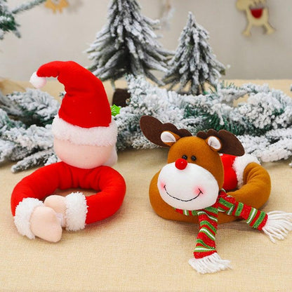Christmas Curtain Buckle Tieback Flannel Door Curtain Home DecorateChristmas Trees New Year Snowmen Window Decorations Curtain Holdback Fastener Clamp Wine Bottle Topper Hugger Holder Snowman Christmas Ornaments Home Decor