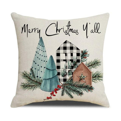 Christmas Decoration Cushion Cover  Decorative Throw Pillow Cover Christmas Decor Xmas Winter Decorations Holiday Pillows Cushion Case Candle Pine Tree Deer Sleigh Printed Pillow Cover Xmas 45X45CM
