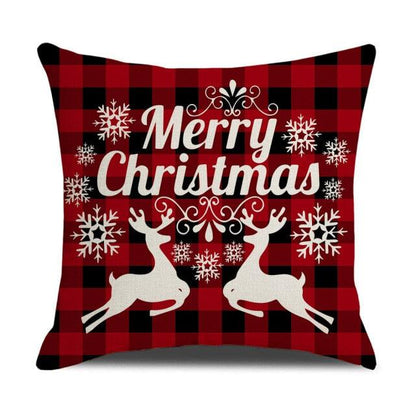 Christmas Decoration Cushion Cover  Decorative Throw Pillow Cover Christmas Decor Xmas Winter Decorations Holiday Pillows Cushion Case Candle Pine Tree Deer Sleigh Printed Pillow Cover Xmas 45X45CM