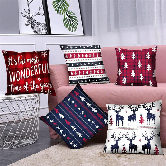 Christmas Pillowcase Merry Christmas Decor For Home Red Green Christmas Pillow Covers Vintage Red Xmas Tree Rustic Home Decorative Cushion Cover 45x45cm Ornament Navidad Gifts New Year 2022