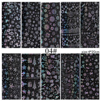 Christmas Silver Snowflakes Nail Art Foil Transfer Glitter Stickers 3D Nail Art Decals Designer Manicuring Decoration Xmas Gift Nails Snowflake Nail Art Stickers Decals Christmas Nail 3D Self Adhesive Nail Stickers for Acrylic Nails Snowflake