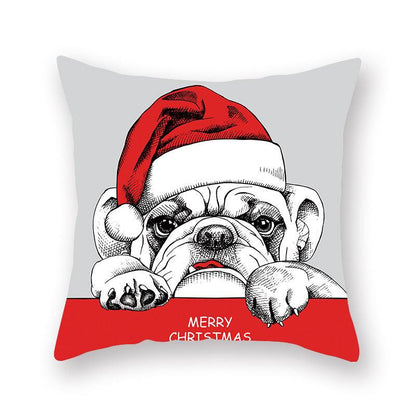 Christmas Xmas Red Pillow Case Tree Decoration Xmas Series Cushion Cover Case Pillow Zippered Square Pillowcase Santa Claus Cushion Cover Christmas Decorations For Home Snowman 45x45CM