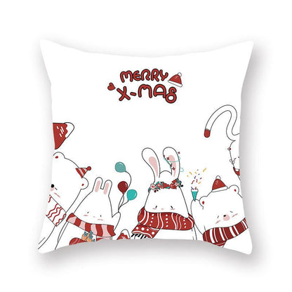 Christmas Xmas Red Pillow Case Tree Decoration Xmas Series Cushion Cover Case Pillow Zippered Square Pillowcase Santa Claus Cushion Cover Christmas Decorations For Home Snowman 45x45CM